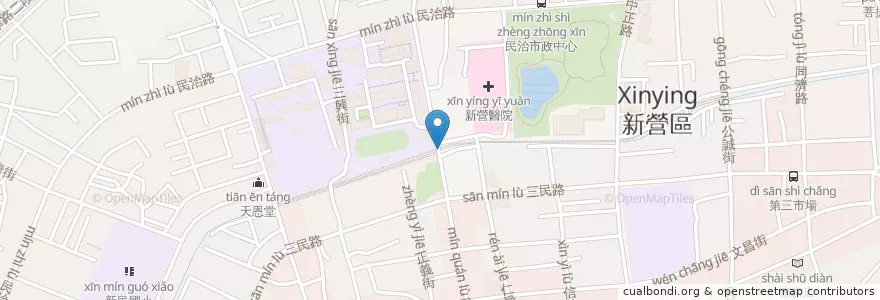 Mapa de ubicacion de 新營高中站 en 臺灣, 臺南市, 新營區.