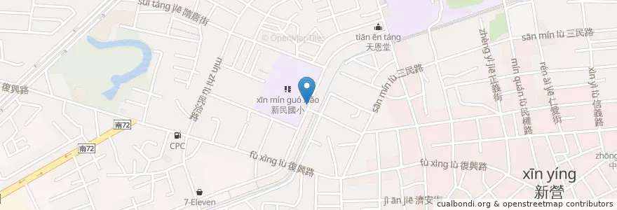 Mapa de ubicacion de 美術園區站 en Taiwán, 臺南市, 新營區.