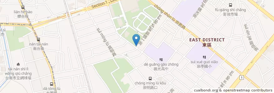 Mapa de ubicacion de 德光公園站 en Taiwan, Tainan, Eastern District.