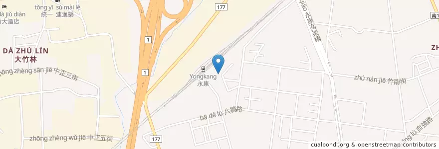 Mapa de ubicacion de 永康車站 en Tayvan, 臺南市, 永康區.