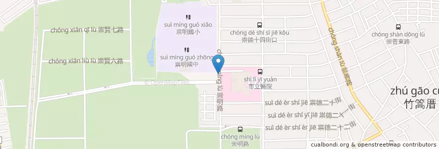 Mapa de ubicacion de 崇明路站 en 臺灣, 臺南市, 東區.