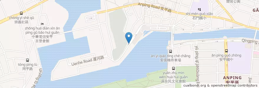 Mapa de ubicacion de 安平遊憩碼頭站 en 臺灣, 臺南市, 安平區.