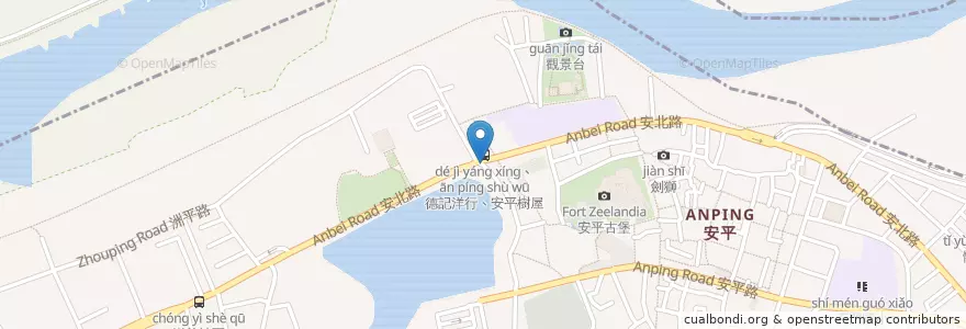 Mapa de ubicacion de 水景公園站 en 臺灣, 臺南市, 安平區.