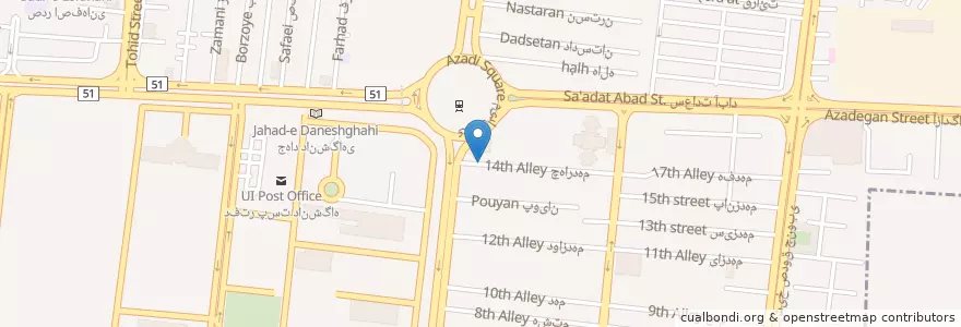 Mapa de ubicacion de دکتر بهناز انصاری en イラン, エスファハーン, شهرستان اصفهان, بخش مرکزی شهرستان اصفهان, اصفهان.