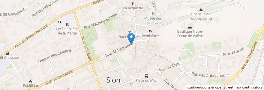 Mapa de ubicacion de Bagdad Café en Svizzera, Vallese, Sion, Sion.