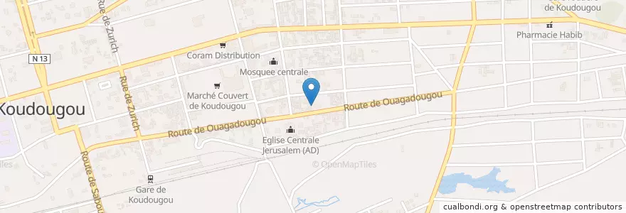 Mapa de ubicacion de Restaurant sénégalais en بورکینافاسو, Centre-Ouest, Boulkiemdé, Koudougou, Koudougou.