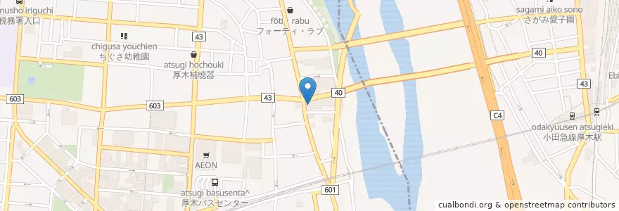 Mapa de ubicacion de 厚木東町郵便局 en Japão, 神奈川県, 厚木市.
