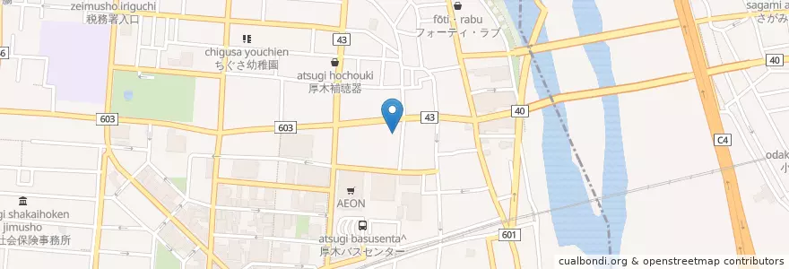 Mapa de ubicacion de 厚木中町薬局 en Japan, Präfektur Kanagawa, 厚木市.