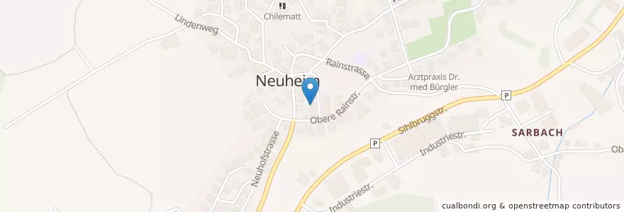 Mapa de ubicacion de Raiffeisenbank Menzingen-Neuheim en Schweiz/Suisse/Svizzera/Svizra, Zug, Neuheim.