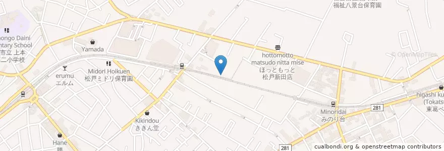 Mapa de ubicacion de 稲荷神社 en Japan, 千葉県, 松戸市.
