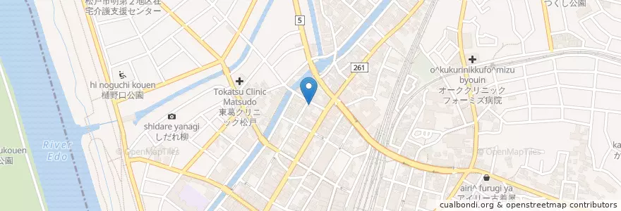 Mapa de ubicacion de 根本天満宮 en ژاپن, 千葉県, 松戸市.