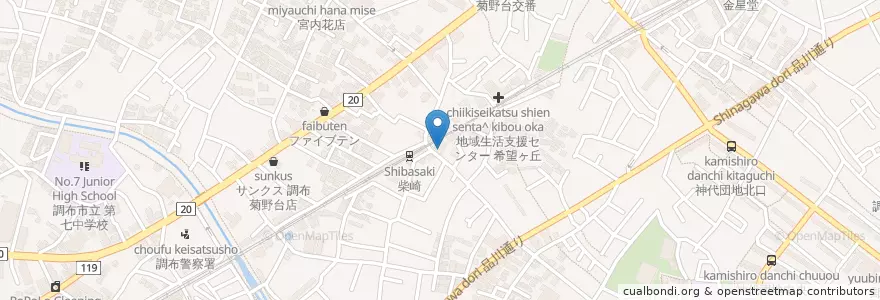 Mapa de ubicacion de クレソン en Jepun, 東京都, 調布市.