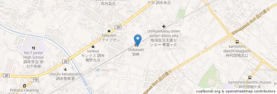 Mapa de ubicacion de ジョンブル en Japão, Tóquio, 調布市.