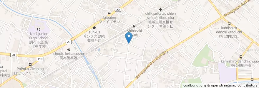 Mapa de ubicacion de 四国屋 en 日本, 東京都, 調布市.