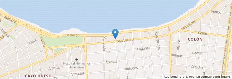 Mapa de ubicacion de Policlínico Mario Manduley(consultas) en Cuba, La Habana, Centro Habana.