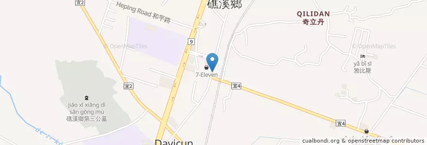 Mapa de ubicacion de 礁溪超牛B之暗黑牛肉麵 en 台湾, 台湾省, 宜蘭県, 礁渓郷.
