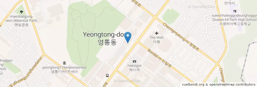 Mapa de ubicacion de 최선어학원 영통캠퍼스 en 대한민국, 경기도, 수원시, 영통구.