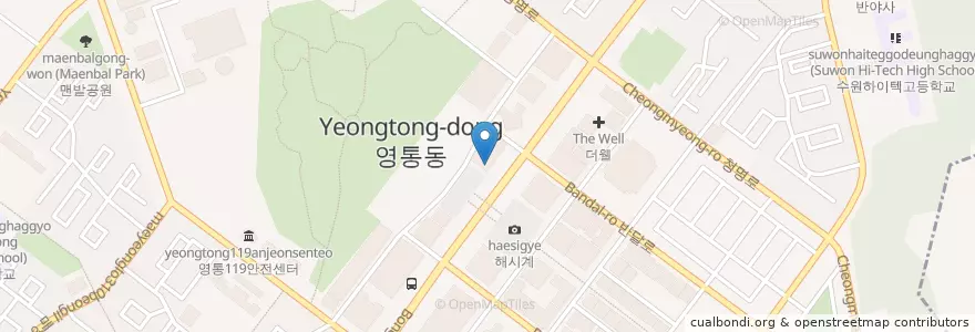 Mapa de ubicacion de 이투스247 수원영통점 en Республика Корея, Кёнгидо, Сувон, 영통구.