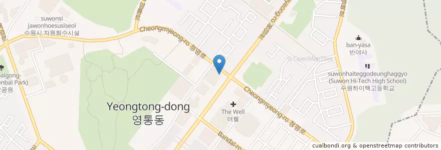 Mapa de ubicacion de 메가스터디 러셀 영통학원 en كوريا الجنوبية, 경기도, 수원시, 영통구.