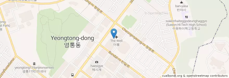 Mapa de ubicacion de 더웰치과 en Corea Del Sud, Gyeonggi, 수원시, 영통구.