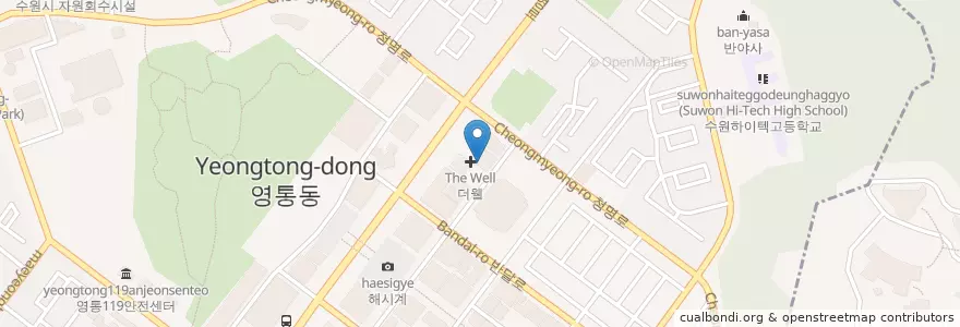 Mapa de ubicacion de 엠코드수학학원 en كوريا الجنوبية, 경기도, 수원시, 영통구.