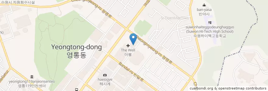 Mapa de ubicacion de 치킨마루 영통월드마크점 en Südkorea, Gyeonggi-Do, 수원시, 영통구.