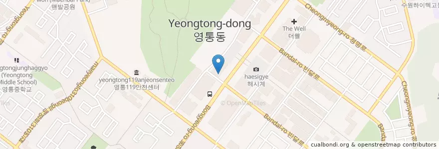 Mapa de ubicacion de 청담어학원 영통브랜치 en Korea Selatan, Gyeonggi, 수원시, 영통구.