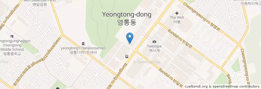 Mapa de ubicacion de 꿈동산치과 en Güney Kore, 경기도, 수원시, 영통구.