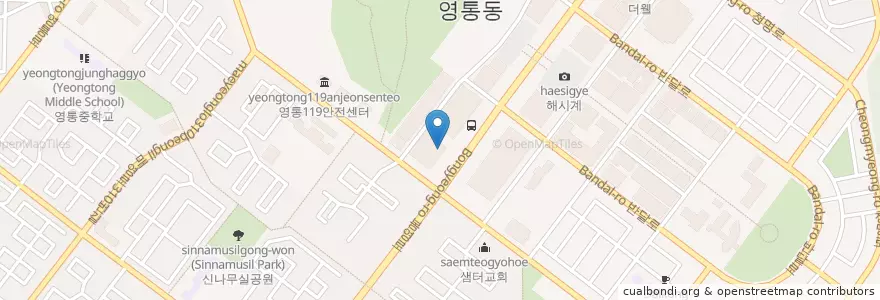 Mapa de ubicacion de 밝은미래정신과의원 en 大韓民国, 京畿道, 水原市, 霊通区.