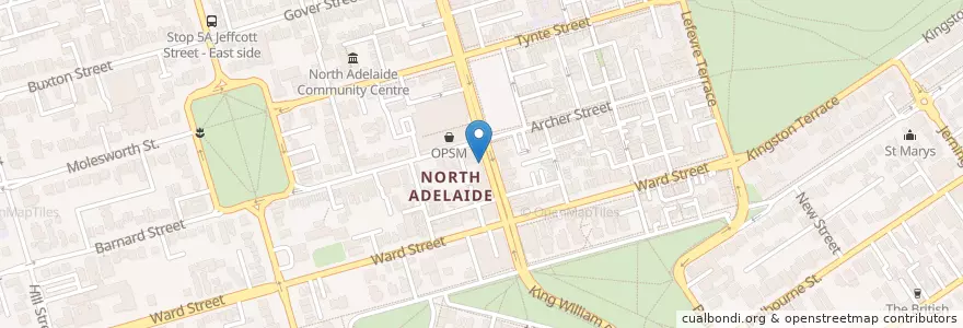 Mapa de ubicacion de Norh Adelaide Burger Bar en Australia, Australia Meridionale, Adelaide, Adelaide City Council.