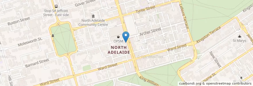 Mapa de ubicacion de Yang Chow en Australië, Zuid-Australië, Adelaide, Adelaide City Council.