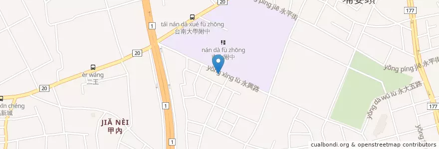 Mapa de ubicacion de 永康衛理堂 en Тайвань, Тайнань, 永康區.