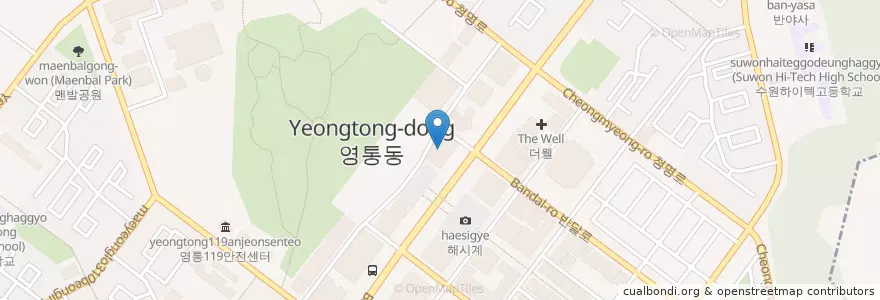 Mapa de ubicacion de 하우스터디독서실 영통센터 en کره جنوبی, گیونگی-دو, 수원시, 영통구.