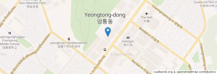 Mapa de ubicacion de 에코플러스 스터디카페 en Zuid-Korea, Gyeonggi-Do, 수원시, 영통구.