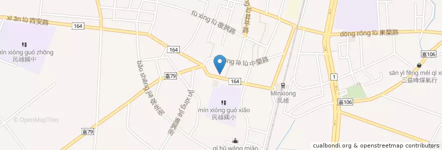 Mapa de ubicacion de 民雄農會 en Taiwan, Taiwan Province, Chiayi County, Minxueng Township.