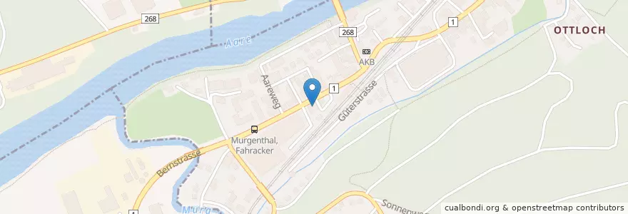 Mapa de ubicacion de Raiffeisenbank Aare-Langete en Schweiz/Suisse/Svizzera/Svizra, Aargau, Bezirk Zofingen, Murgenthal.