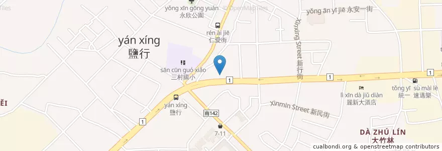 Mapa de ubicacion de 達樂斯美式牛排 en 臺灣, 臺南市, 永康區.