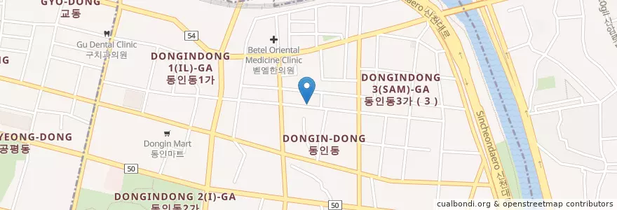 Mapa de ubicacion de 동인 느티나무도서관 en Corea Del Sud, Daegu.