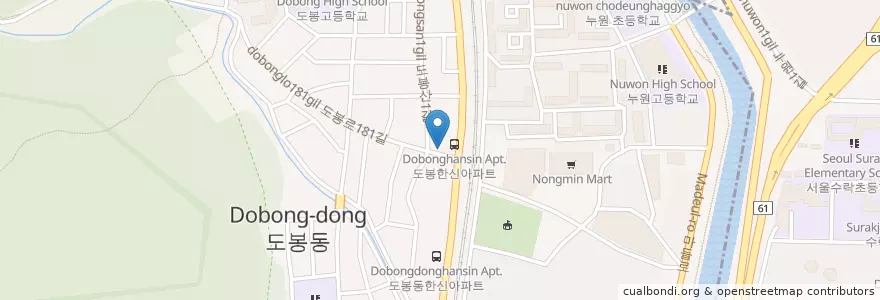 Mapa de ubicacion de 김밥나라 en Südkorea, Seoul, 도봉구, 도봉2동.