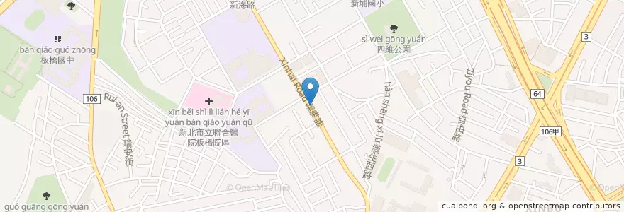 Mapa de ubicacion de 港豐撈麵飯堂 en Taiwán, Nuevo Taipéi, 板橋區.