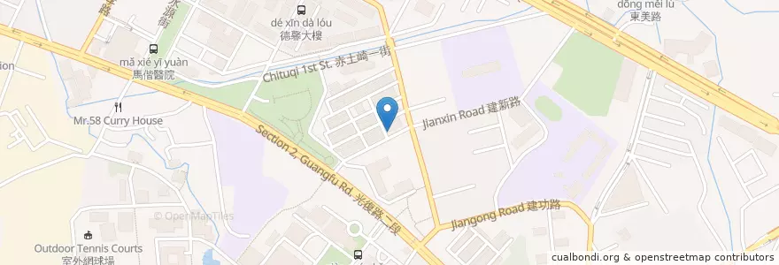 Mapa de ubicacion de 金城廣東粥 en تايوان, مقاطعة تايوان, سين شو, 東區.