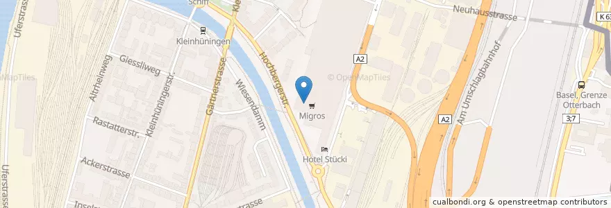 Mapa de ubicacion de Migros Restaurant en スイス, Basel-Stadt, Basel.