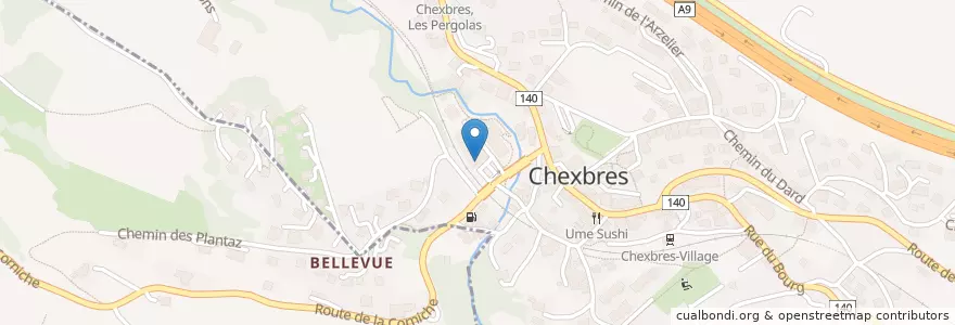 Mapa de ubicacion de Pharmacie de Chexbres - Calpini Pharmaciens SA en Suiza, Valdia, District De Lavaux-Oron, Chexbres.