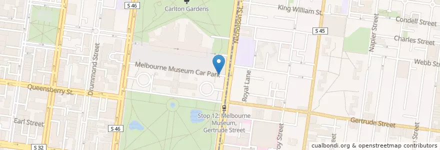 Mapa de ubicacion de Melbourne Museum Parking en Avustralya, Victoria.