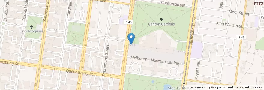 Mapa de ubicacion de Melbourne Museum Parking en Avustralya, Victoria, City Of Melbourne.