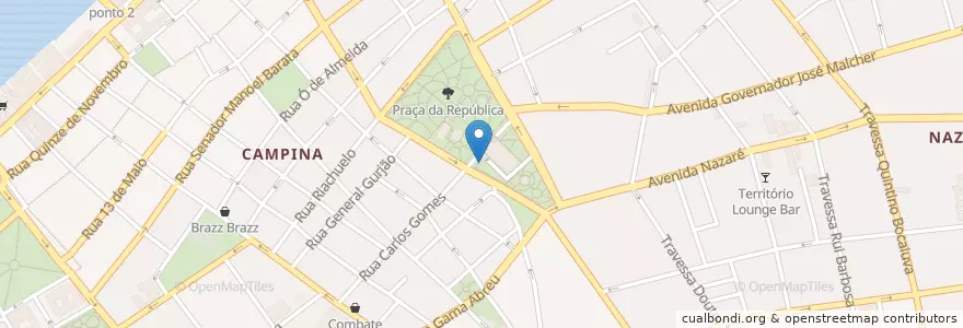 Mapa de ubicacion de Bar do Parque en البَرَازِيل, المنطقة الشمالية, بارا, Região Geográfica Intermediária De Belém, Microrregião De Belém, بليم.
