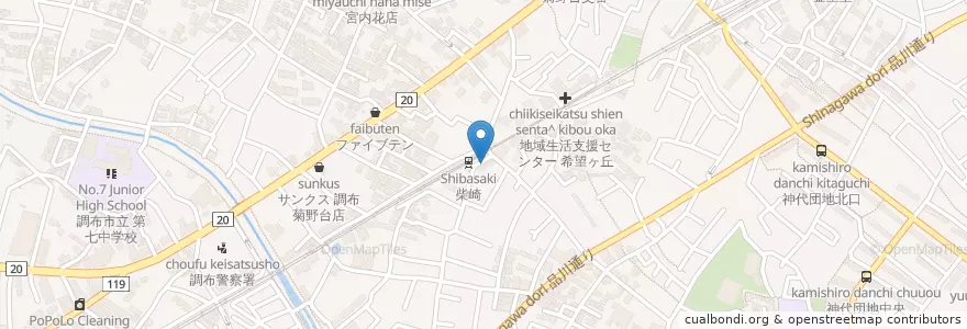 Mapa de ubicacion de アウーの王国 en Japan, Tokio, 調布市.