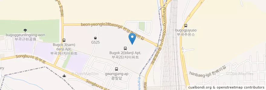 Mapa de ubicacion de 명문족발 en Südkorea, Gyeonggi-Do, 의왕시, 부곡동, 군포2동.
