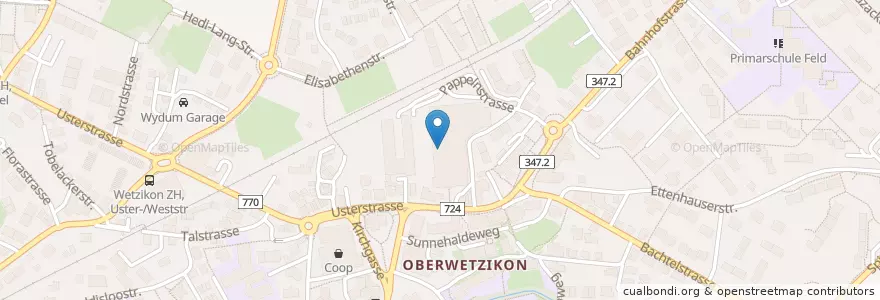 Mapa de ubicacion de Migros Take-Away en 스위스, 취리히, Bezirk Hinwil, Wetzikon (Zh).