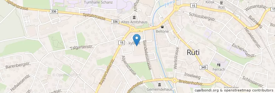 Mapa de ubicacion de Migros Take-Away en Suisse, Zurich, Bezirk Hinwil, Rüti (Zh).